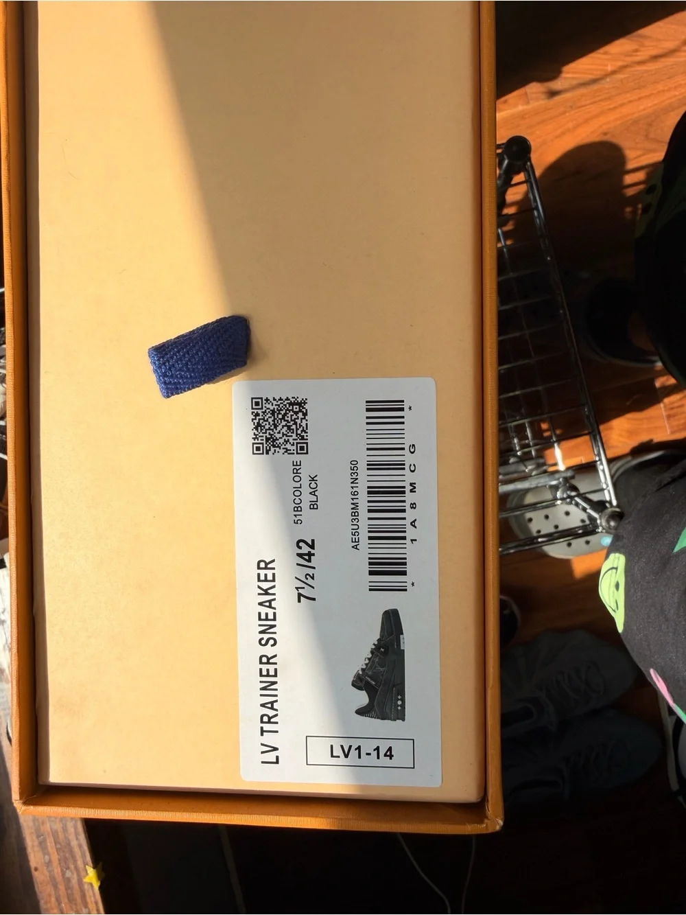 Louis Vuitton Men’s Black Denim Low-Top Sneakers with Cream Laces - Picture 5 of 8